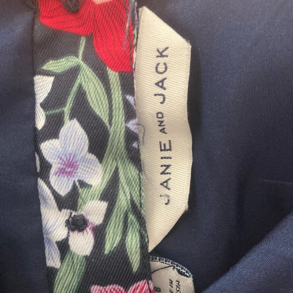 Janie and Jack Navy Shirt with Navy, Purple, Green and White Floral